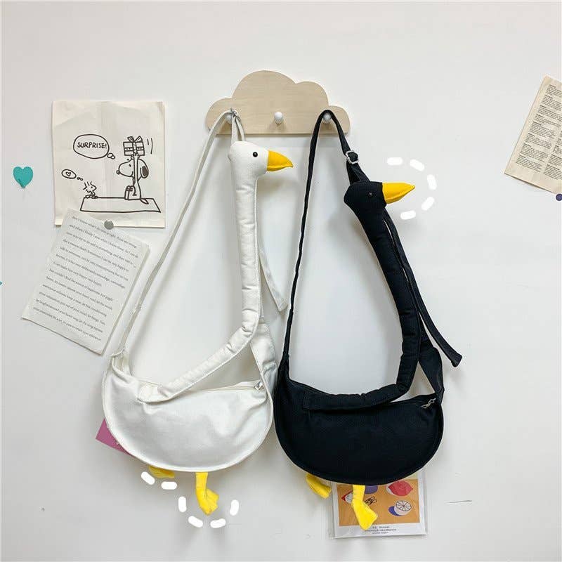 Cute fashionable duck-head canvas crossbody bag