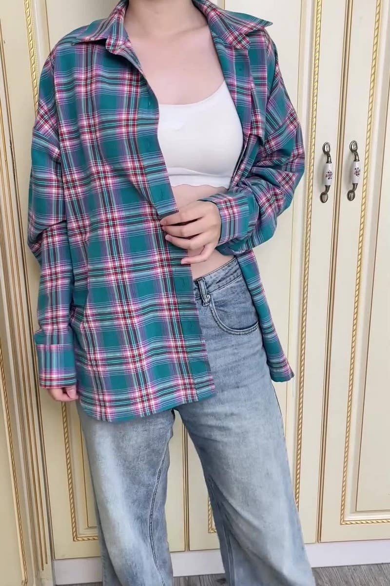 CWTBLL00618_VERSATILE PLAID PERSONALIZED LONG-SLEEVED SHIRT