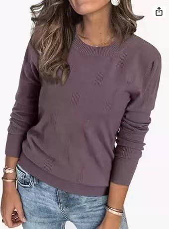 CASUAL COMMUTER PULLOVER SWEATER WITH THREAD NECK