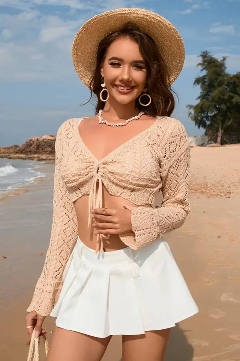 CWTTL1995_SPRING AND SUMMER V-NECK FASHION CARDIGAN