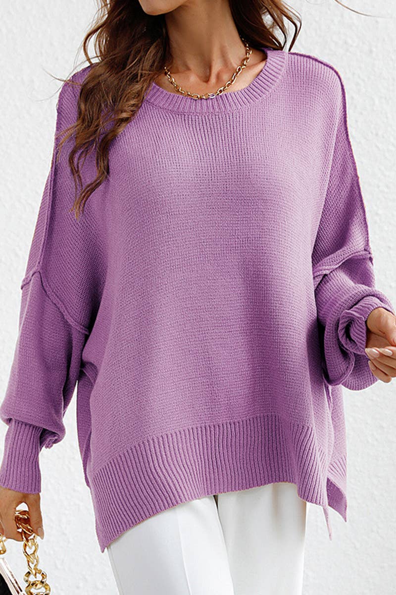 CWOSWL610 Oversized Long Sleeve Crew Neck Pullover Sweater
