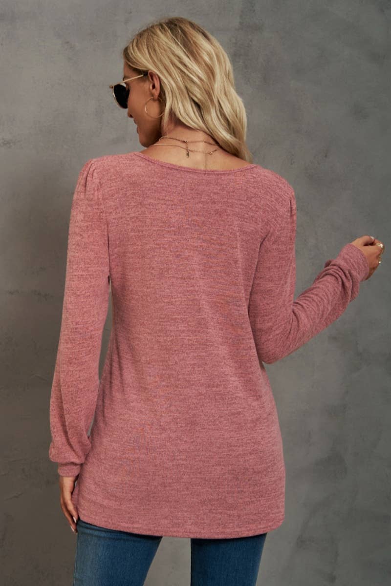 CWTBLL2708_AUTUMN CASUAL SQUARE NECK LONG SLEEVE TOP
