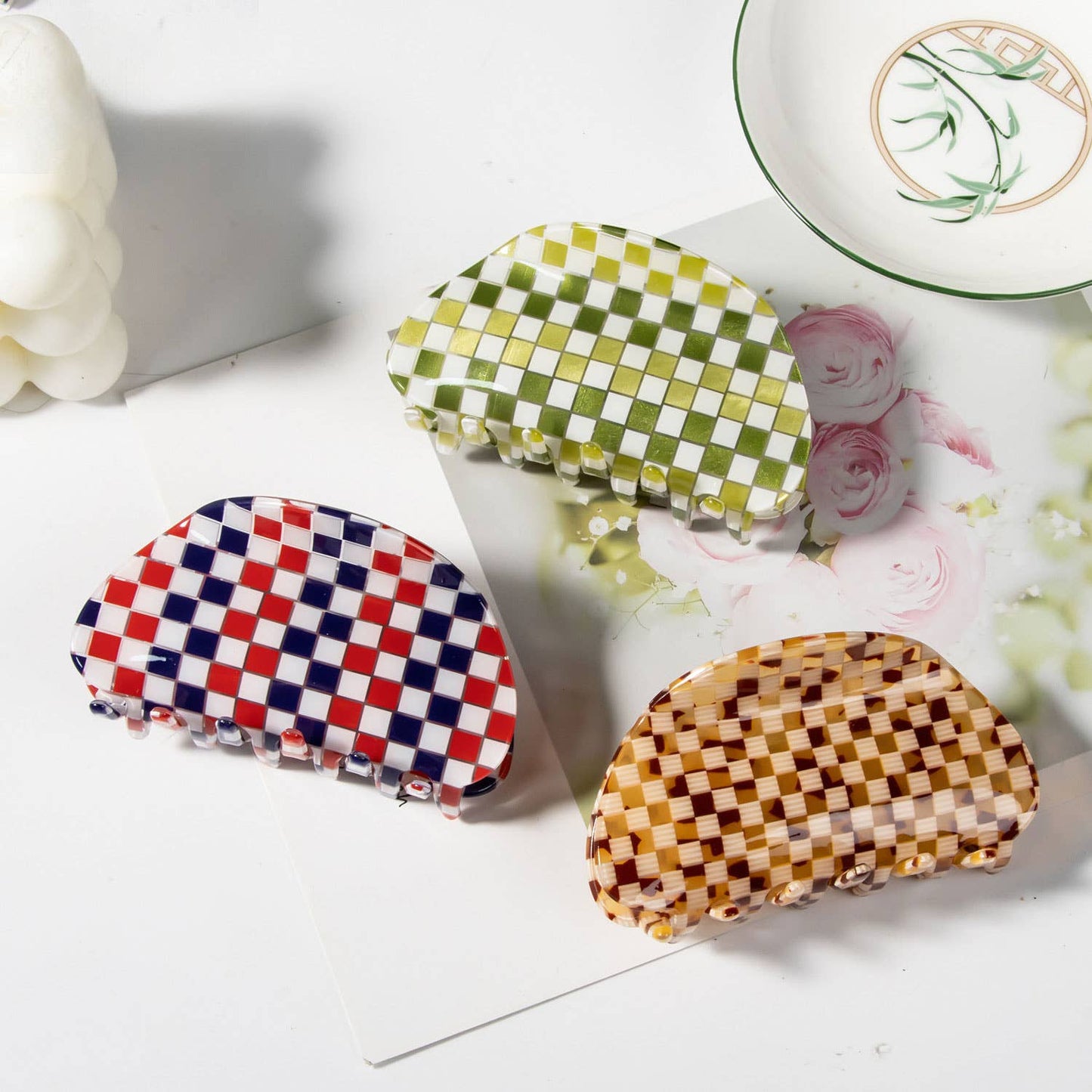 3.1in Mini Plaid Claw Clip for Hair Back Head Use_CWAHA0326