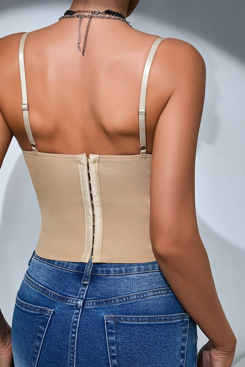 CWTHT0171_LACE PANELLED BACKLESS HERRINGBONE CAMISOLE