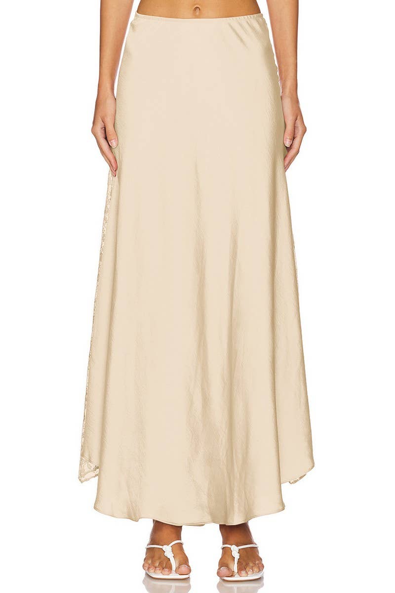 CWBLS0651_ELEGANT LACE PANEL A-LINE LONG SKIRT