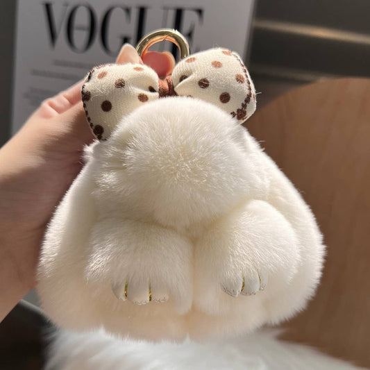 CUTE PLUSH DOLL BOW BUNNY CAR KEYCHAIN PENDANT