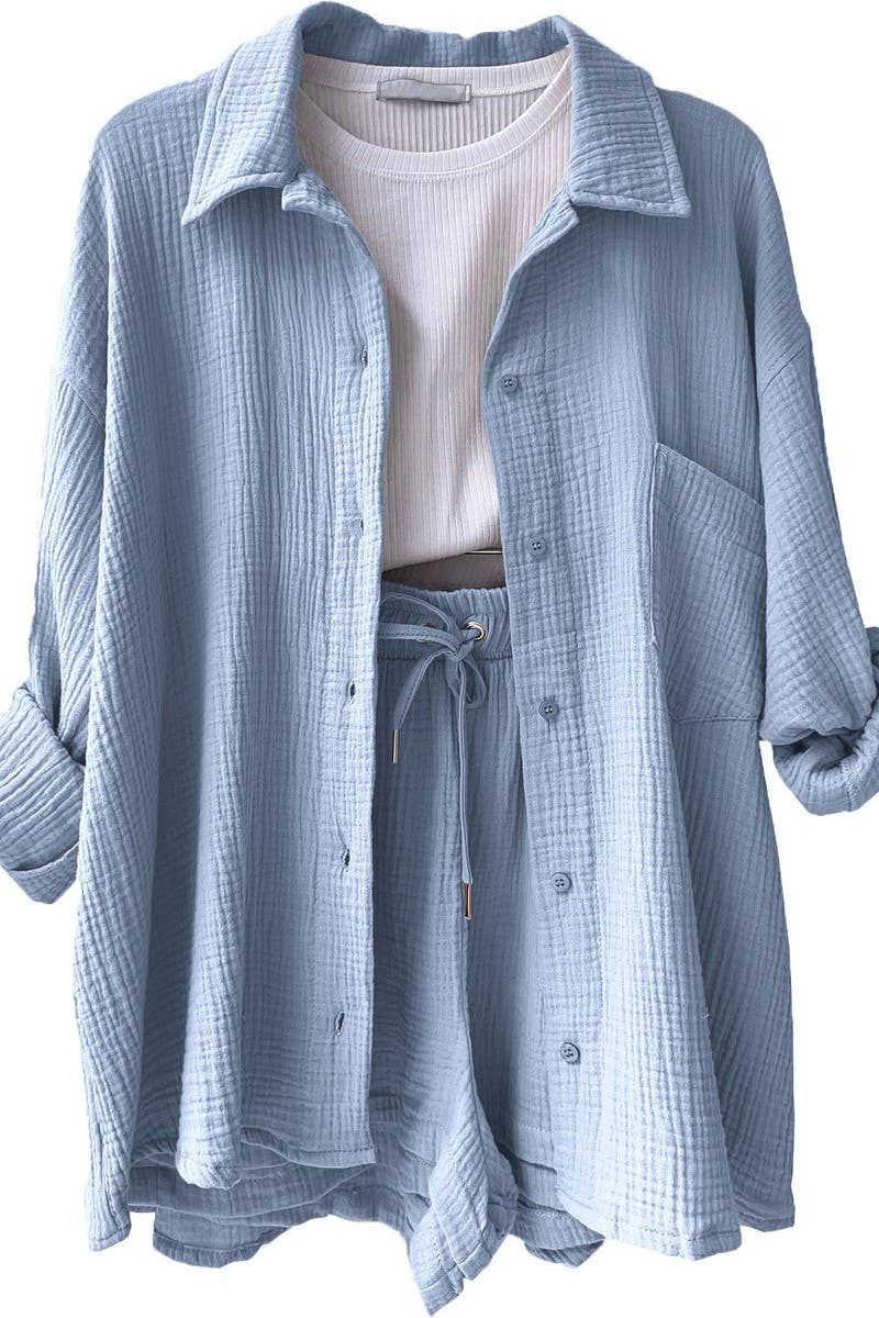 CWSS01299_FASHIONABLE CASUAL WRINKLED LAPEL TWO-PIECE SUIT