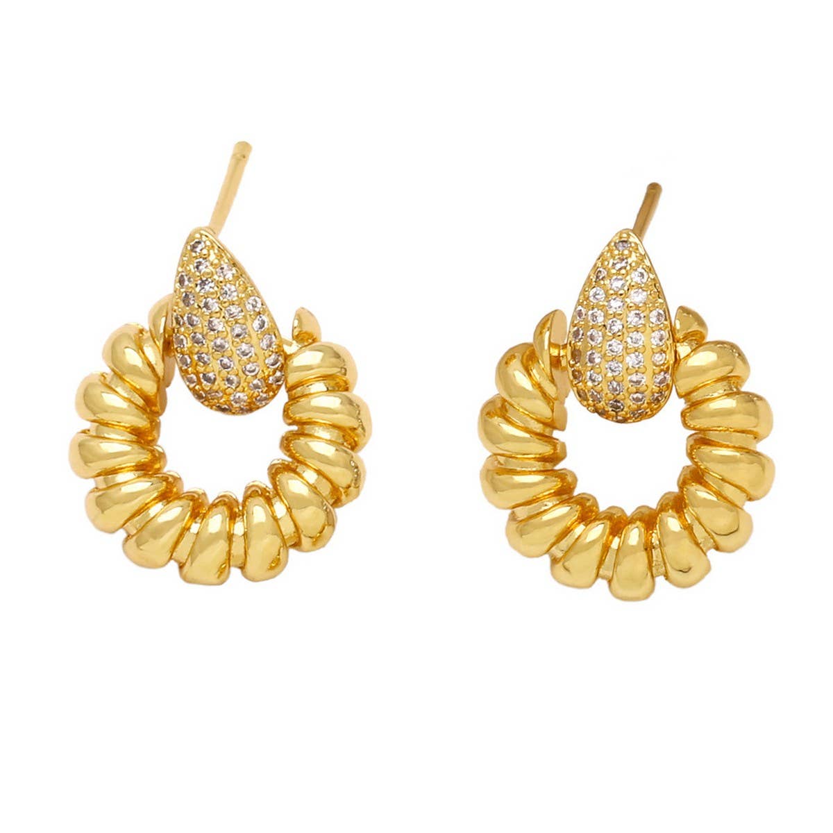 FASHIONABLE ROUND EARRINGS WITH WATER DROPLETS