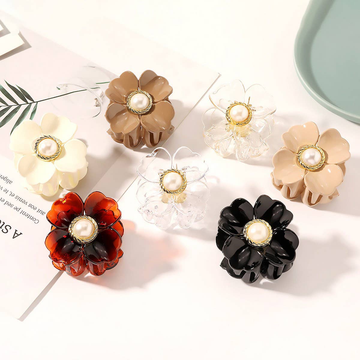 Large Pearl Flower Hair Claw - Elegant Updo Clip_CWAHA0408