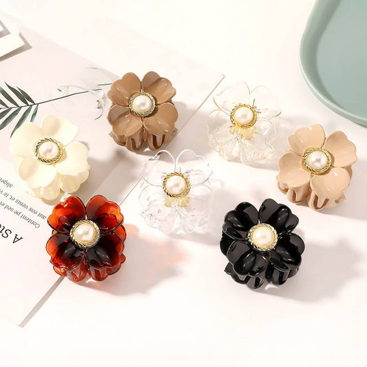 Large Pearl Flower Hair Claw - Elegant Updo Clip_CWAHA0408