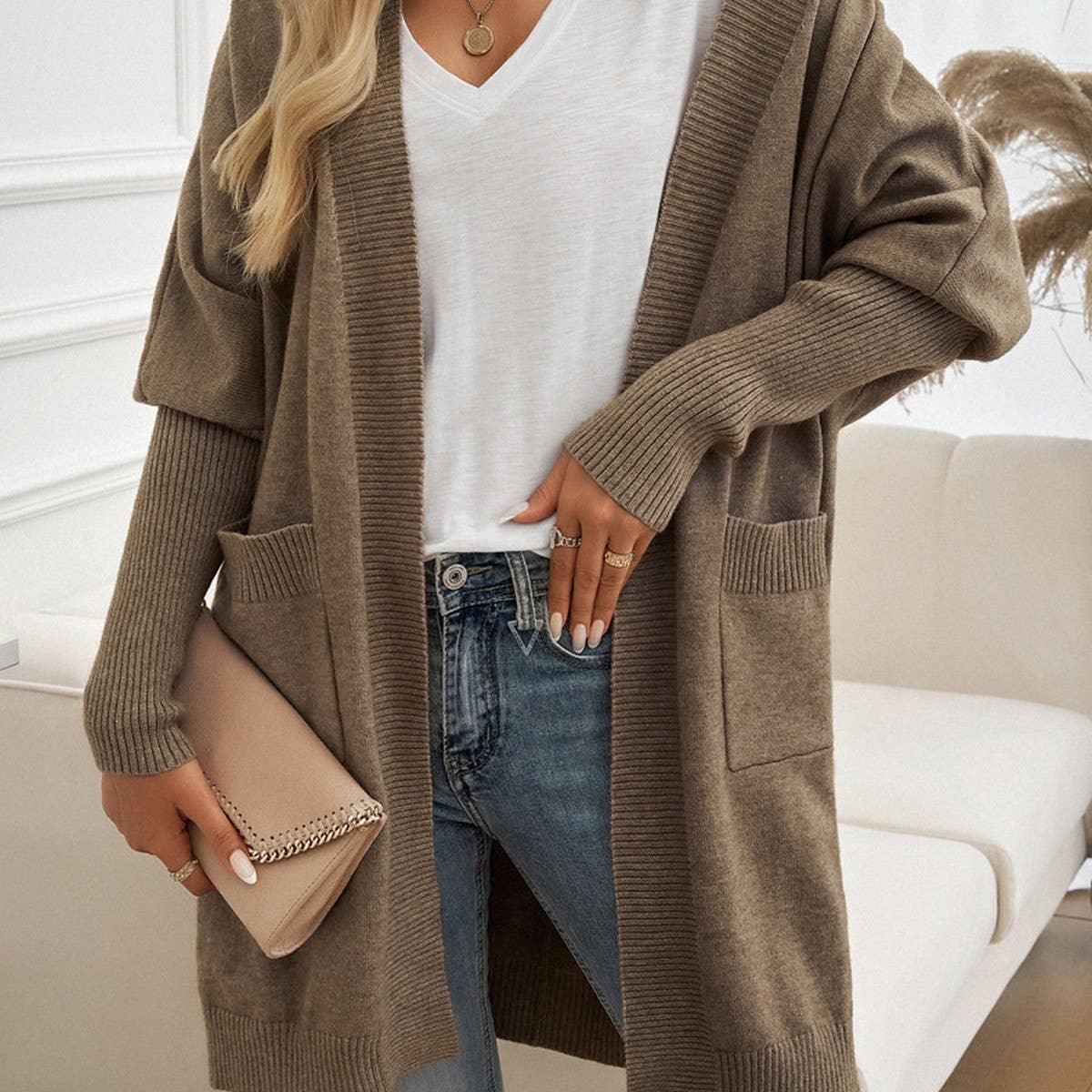 Bat-sleeved temperament cardigan sweater jacket