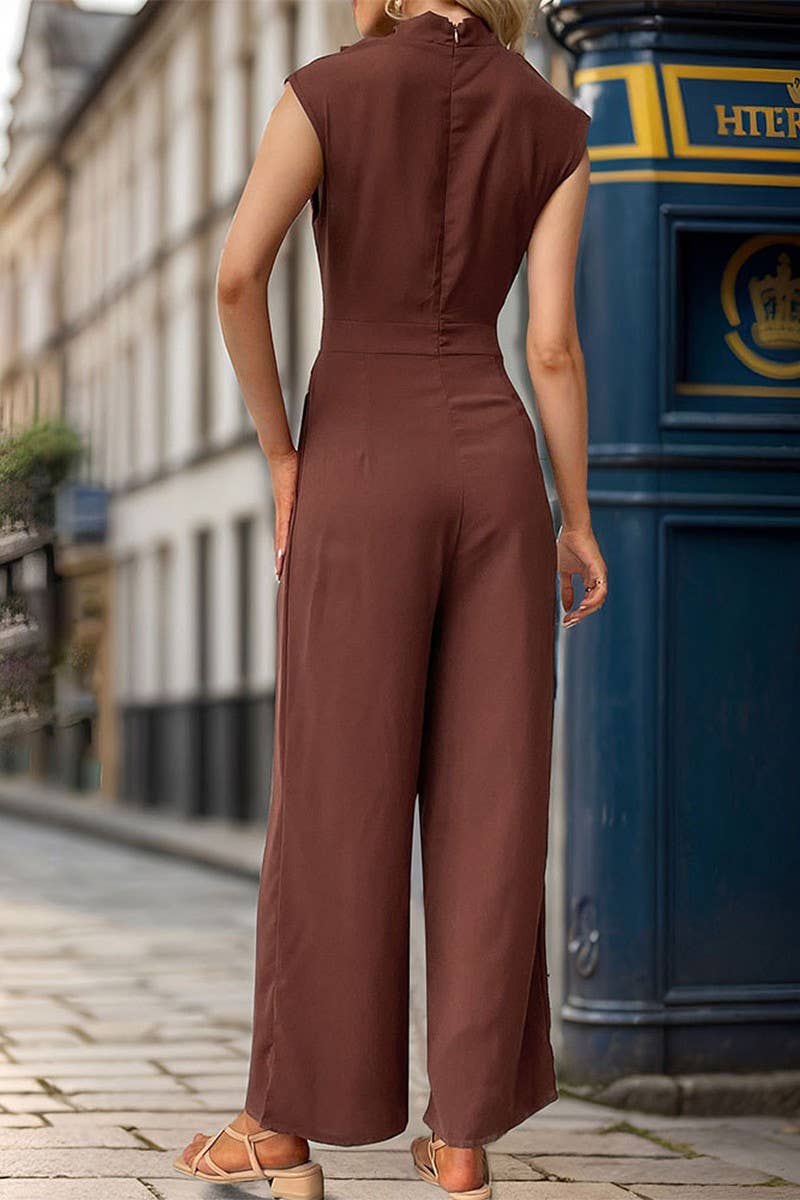 CWSJS0636_SLEEVELESS SOLID COLOR SWING COLLAR JUMPSUIT