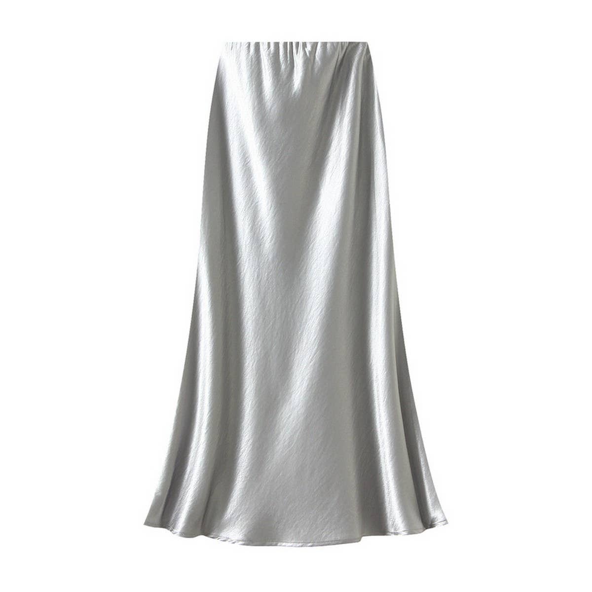 ELEGANT PLEATED SATIN FISHTAIL SKIRT