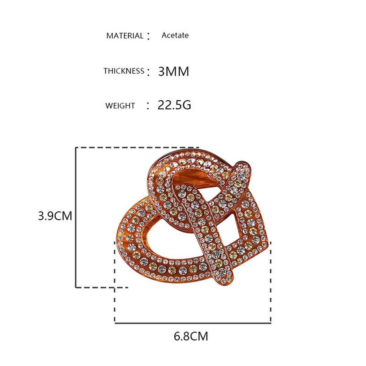 3MM ACETATE RHINESTONE HEART-SHAPED HAIRPIN_CWAHA4262