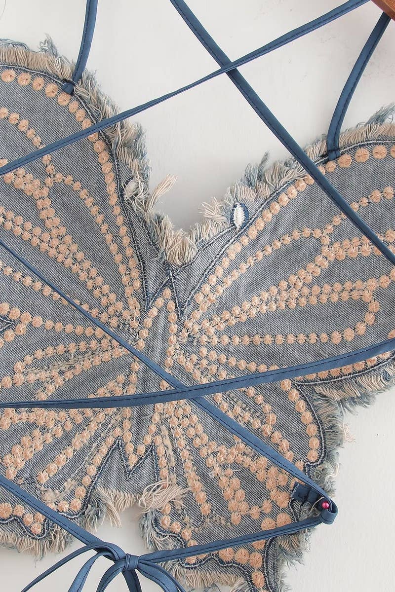 CWTTK0611_SEXY OPEN BACK DENIM EMBROIDERED CAMISOLE