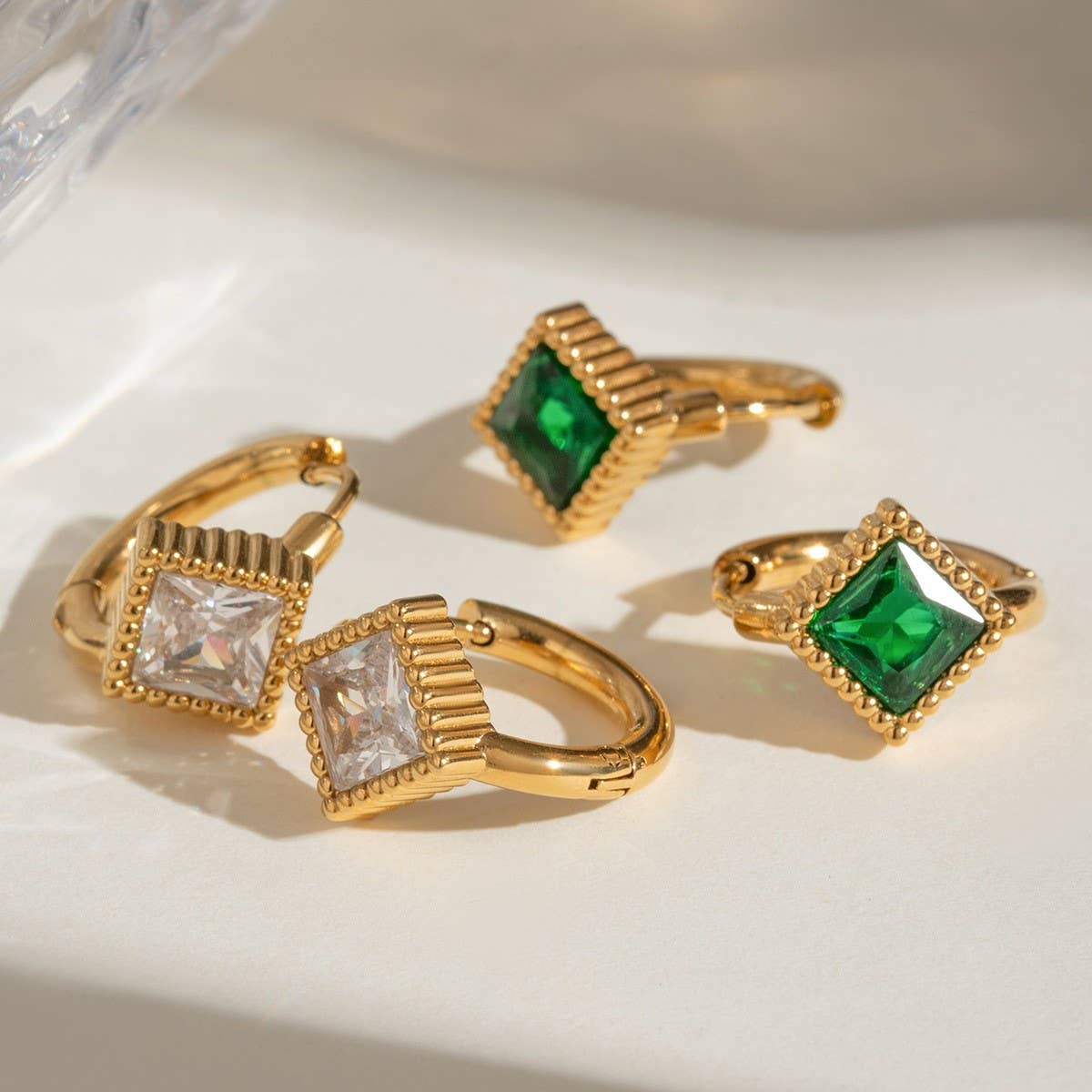 18K GOLD TITANIUM STEEL ZIRCON HIGH-END EARRINGS_CWASC1677