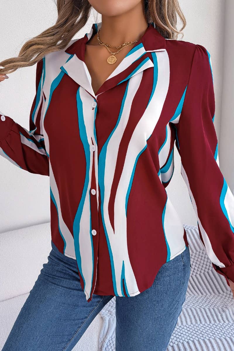 CWTDSL0085_CASUAL STRIPED SUIT COLLAR LONG-SLEEVED SHIRT