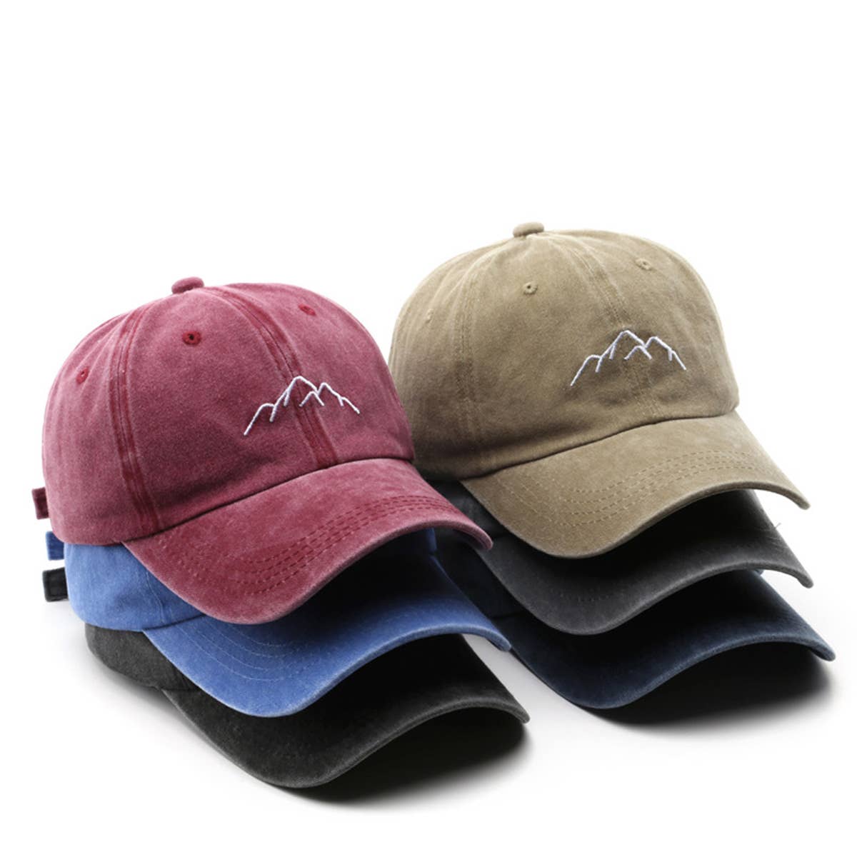 Vintage Washed Distressed Mountain Embroidery Cap_CWAH1275