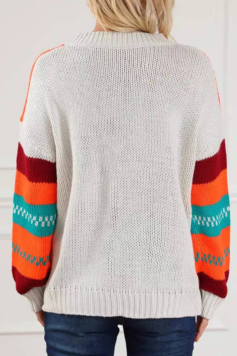 CWOSWL6664_CREW-NECK STRIPED LONG-SLEEVED SWEATER