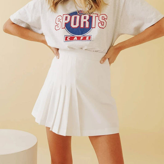 VERSATILE SOLID COLOR PLEATED SHORT SKIRT