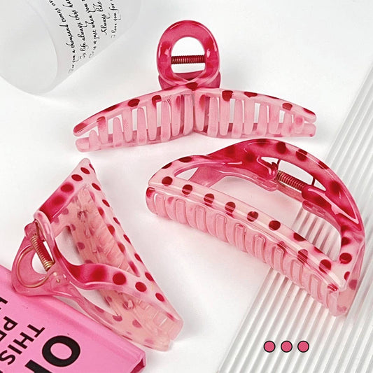 Pink polka dot hollow hairpin, simple student_CWAHA2077