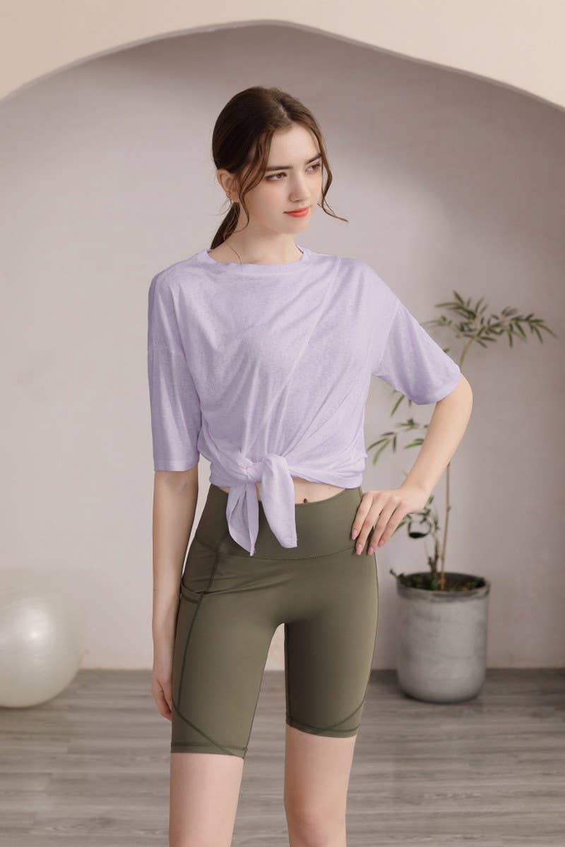 CWTSTS0393_ROUND NECK SHORT SLEEVE YOGA TOP