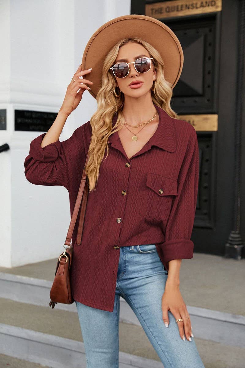 CWTSTL2066_LAPEL BUTTON POCKET LONG SLEEVE SHIRT COATS