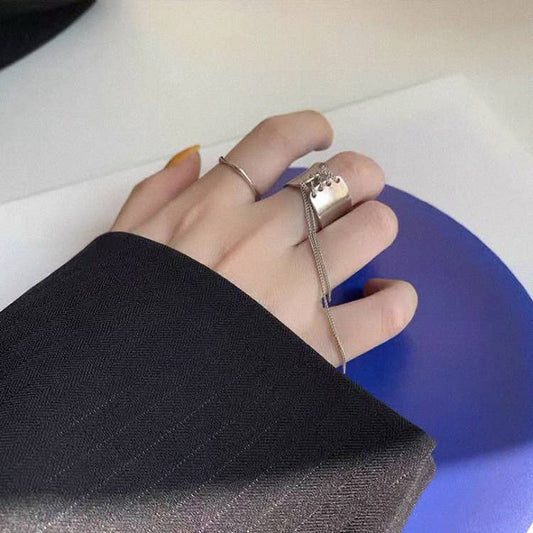 Metal chain tassel strap small waist opening ring