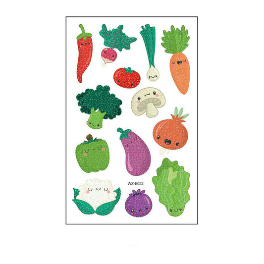 Waterproof Kids Sparkle Fruit & Veggie Tattoos