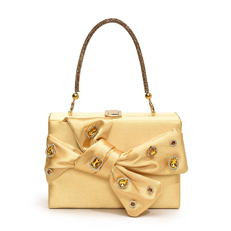 Rhinestone bow crossbody single-shoulder bag