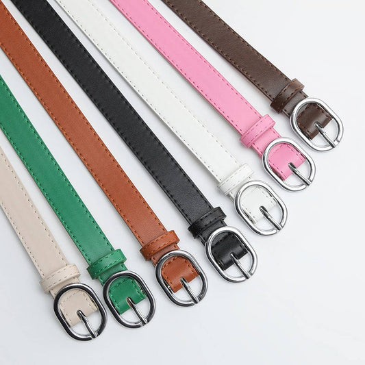 WOMEN'S BELT WITH SIMPLE SILVER BUCKLE DECORATION