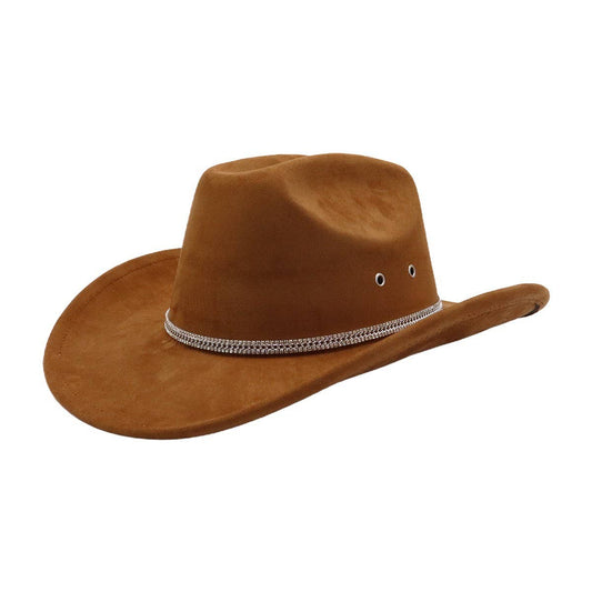 Unisex Soft Suede Western Cowboy Fedora Hat_CWAH04366