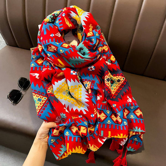 STYLISH GEOMETRIC PATTERN SQUARE SCARF_CWASC0617