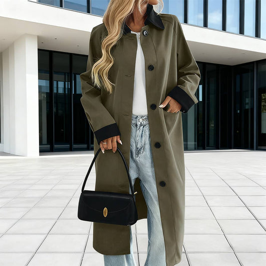 Contrast color easy temperament trench coat
