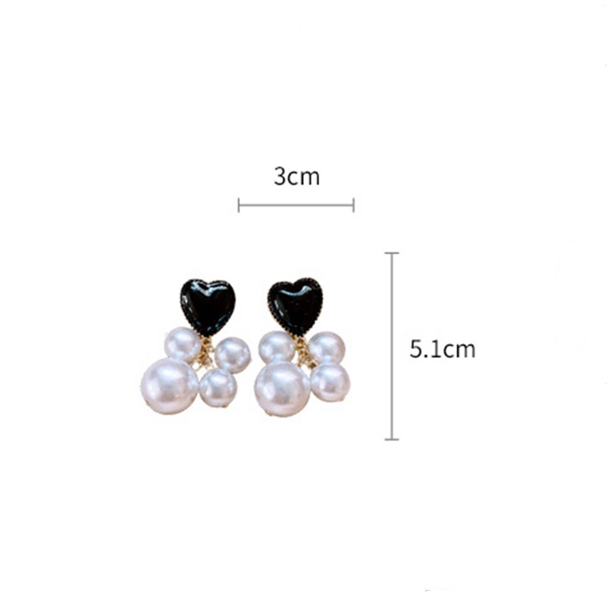OIL DROP HEART PEARL VINTAGE TASSEL EARRINGS_CWAJE2341