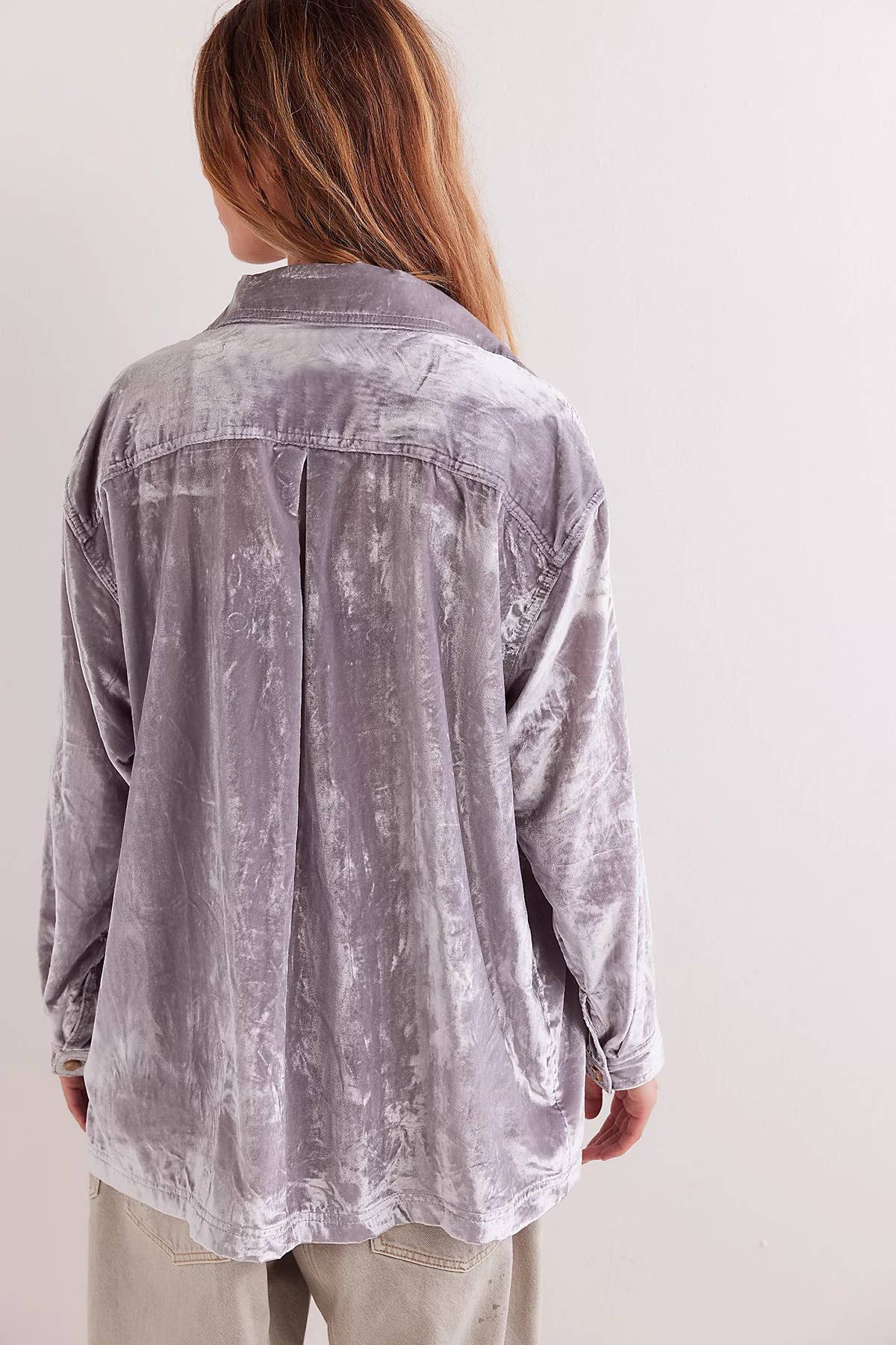 BUTTON-POCKET LOOSE VELVET LONG-SLEEVED SHIRT