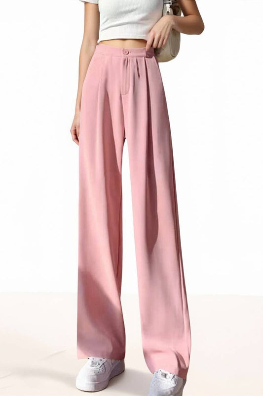 CWBLP00922_AUTUMN MID-RISE DRAPEY SLIM-FITTING LOOSE TROUSER