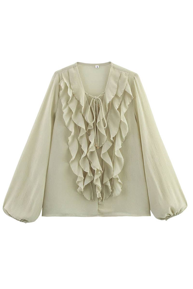 CWTTL2014_FASHION LAYERED SEMI-SHEER LONG SLEEVE SHIRT