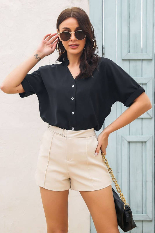 CWTSTS0347_Button Down Short Sleeve Top