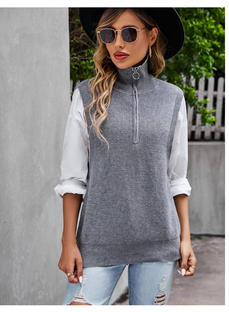 DESIGN SLEEVELESS VEST WITH LOOSE PULLOVER