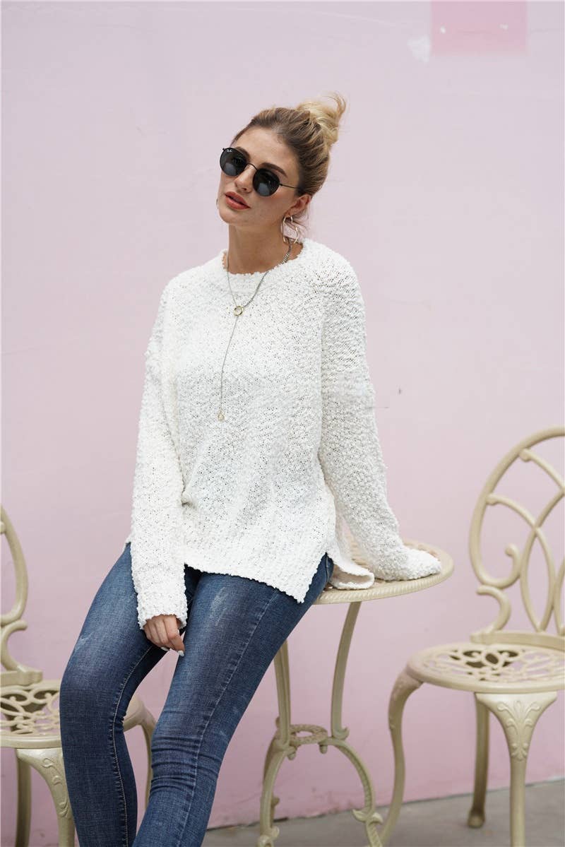 CWOSWL1409_Crew Neck Pullover Casual Sweater