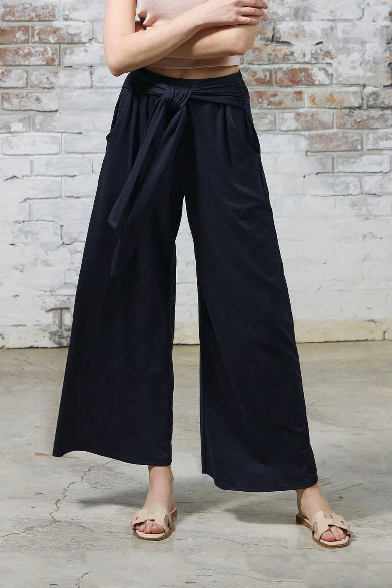 CWBLP01042_SOLID DRAWSTRING LOOSE WIDE LEG PANTS