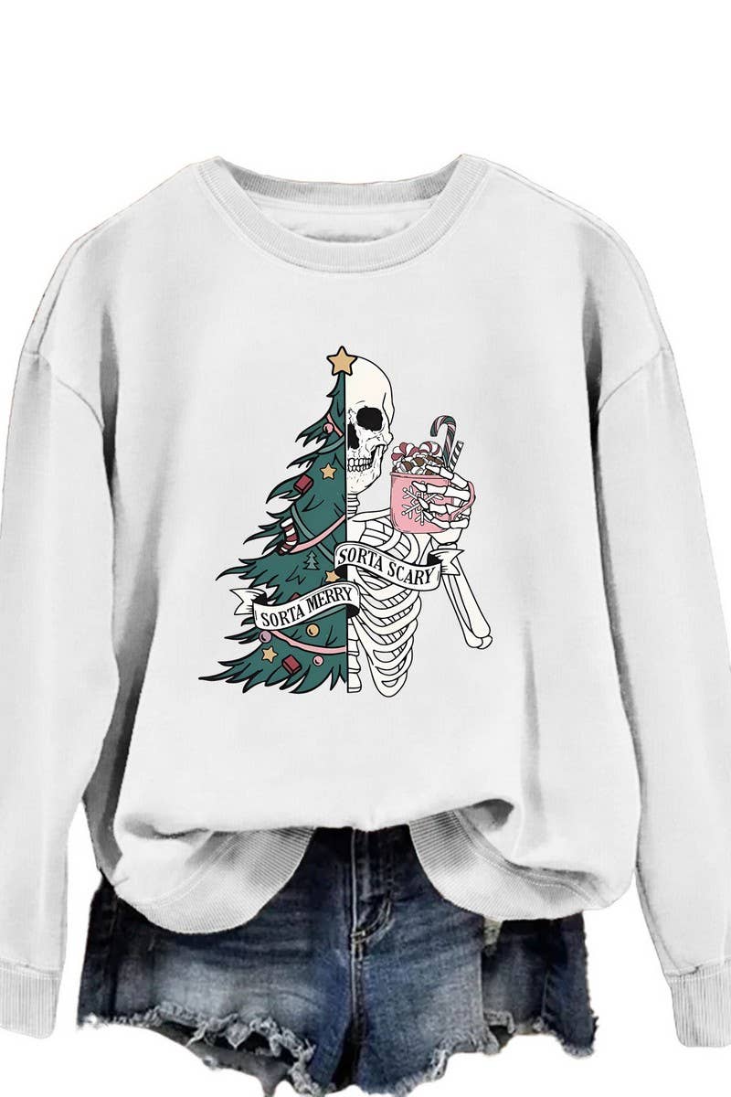 CWTBLL01328_PRINTED LOOSE PULLOVER CHRISTMAS SWEATSHIRT