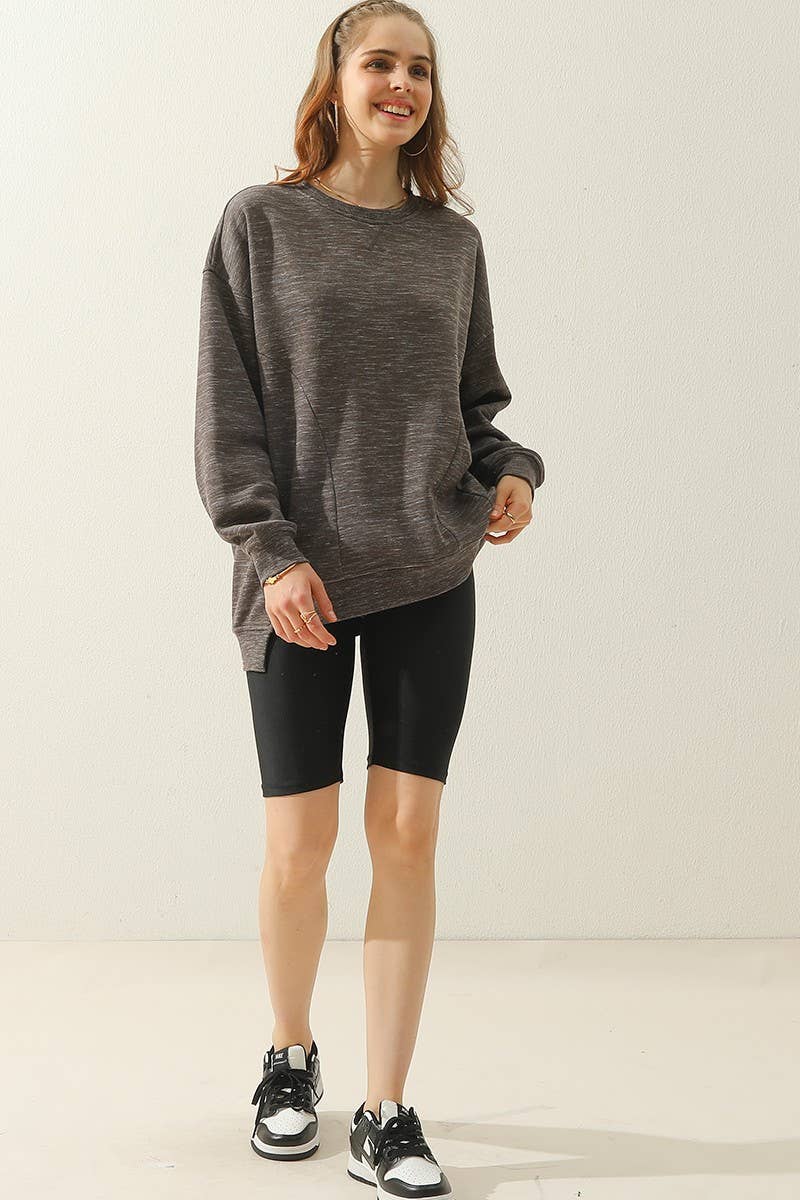 CWTTL905_LONG SLEEVE ROUND NECK CUT HEM SWEATSHIRT