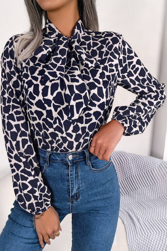 CWTSTL2128_AUTUMN COLOR CONTRAST LANTERN SLEEVE TOP