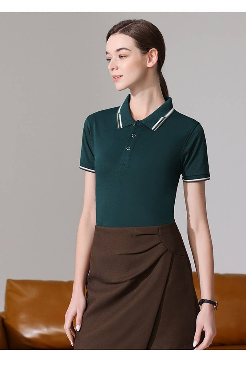 CWTBLS02418_SOLID COLOR COLLARED WORK POLO SHIRT