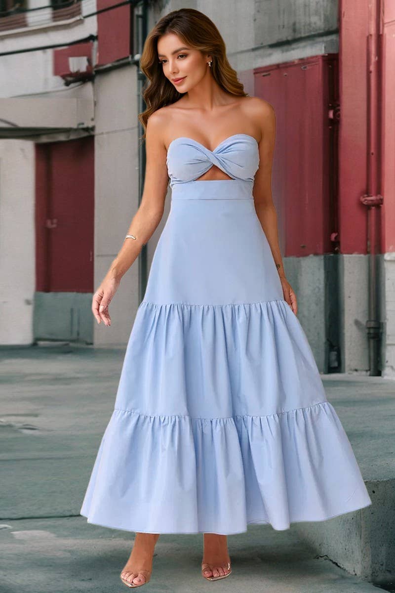 CWDHL1060_SOLID HALTER CAMI TIERED BODYCON DRESS