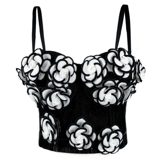 HAND-BEADED FLORAL HERRINGBONE CORSET