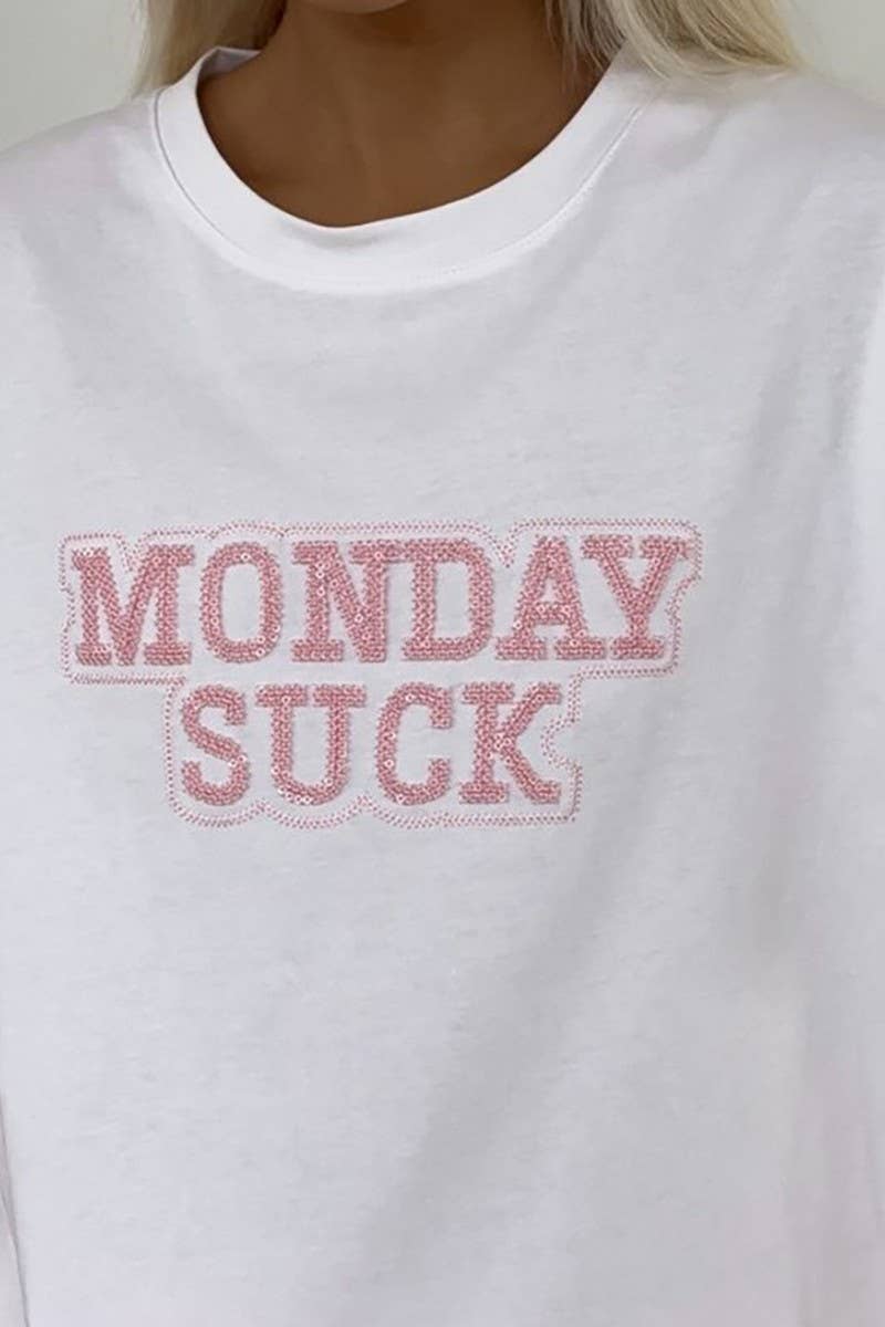 CWTTS1279_LOOSE SHORT-SLEEVED LETTER EMBROIDERED T-SHIRT