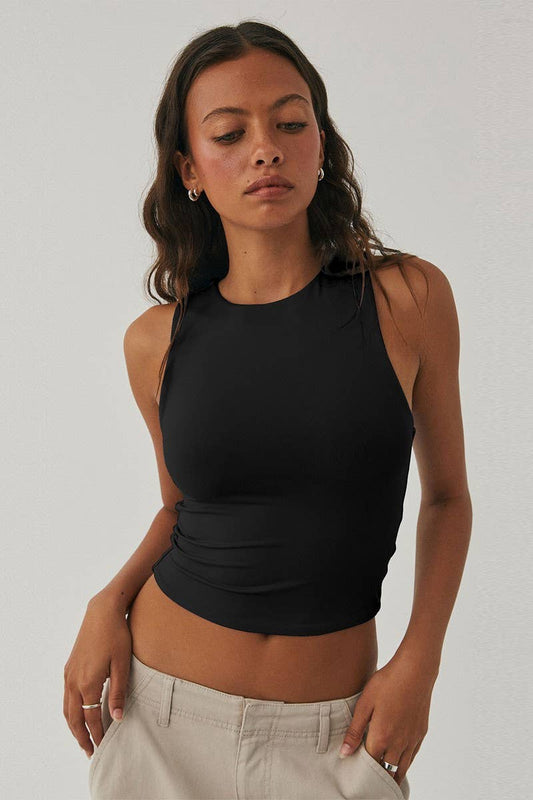 CWOV0770_SEXY BELLY-BARING SLEEVELESS TIGHT RACERBACK VEST